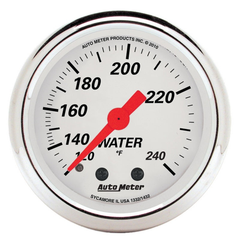 AutoMeter 1332 Gauge Water Temp 2-1/16in. 120-240 Deg. F Mech Arctic White