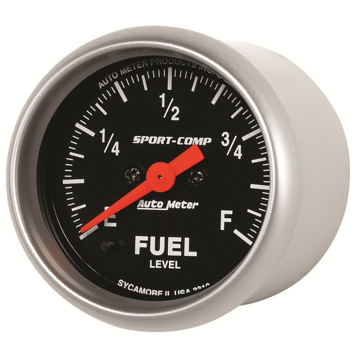 AutoMeter 3310 Autometer Sport Comp 52mm Full Sweep Electronic Fuel Level Programmable Empty-Full Range Gauge