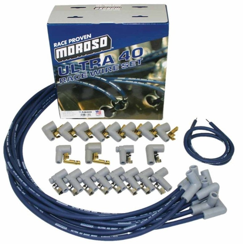 Moroso 73800 Universal Ignition Wire Set - Ultra 40 - 90 Degree - Blue