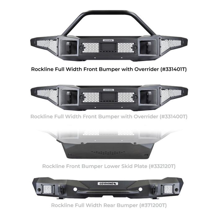Go Rhino 331401T 21-24 Ford Bronco (2 and 4 Door) Rockline Full Width Bumper w/ Overrider Bar