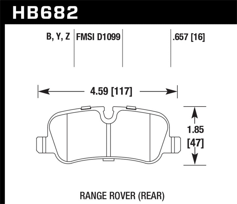 Hawk Performance HB682Y.657 Hawk 05-09 Range Rover LR3 D1099 LTS Street Rear Brake Pads