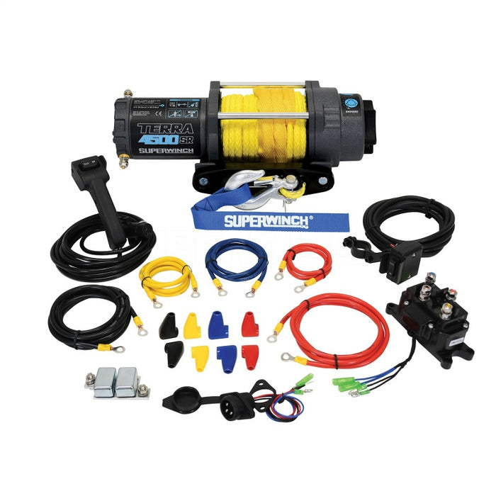 Superwinch 1145270 4500 LBS 12V DC 1/4in x 50ft Synthetic Rope Terra 4500SR Winch - Gray Wrinkle