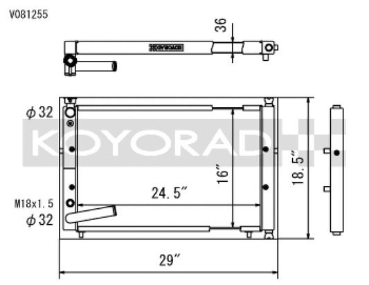 Koyo V081255 94-01 Acura Integra w/ K-Series Swaps (2.0/2.4L) Radiator