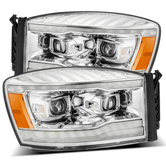 AlphaRex 880534 06-08 Dodge RAM 1500HD LUXX LED Projector Headlights Plank Style Chrome w/Seq Signal/DRL