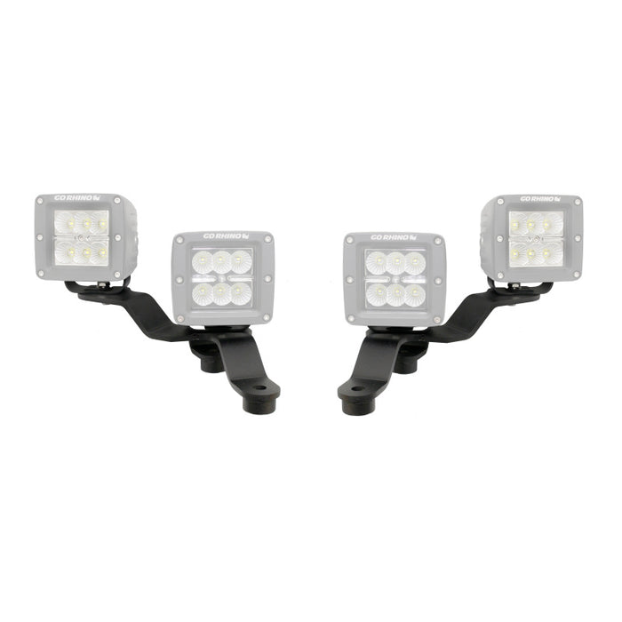 Go Rhino 730231T 18-20 Jeep Wrangler JL/JLU/Gladiator JT Light Mount - Two 3in Cubes Offset