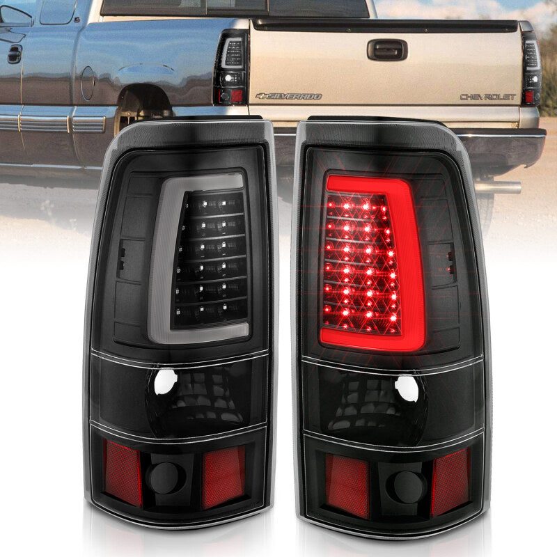 ANZO 311330 1999-2002 Chevy Silverado 1500 LED Taillights Plank Style Black w/Clear Lens