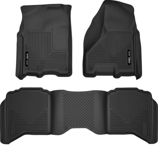 Husky Liners 99001 2012 Dodge RAM 1500/2500 Crew Cab WeatherBeater Combo Black Floor Liners
