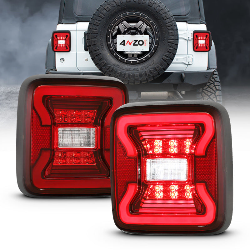 ANZO 311295 18-19 Jeep Wrangler JL LED Taillights Black