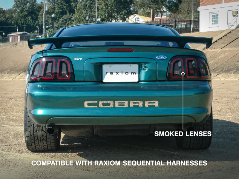 Raxiom 389876 96-98 Ford Mustang Icon LED Tail Lights- Black Housing (Smoked Lens)