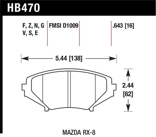 Hawk Performance HB470N.643 Hawk 04-09 RX8 HP+ Street Front Brake Pads (D1009)
