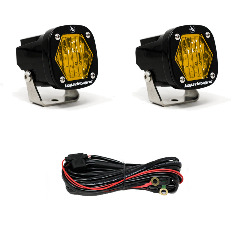 Baja Designs 387815 S1 Amber Wide Cornering LED Light w/ Mounting Bracket Pair