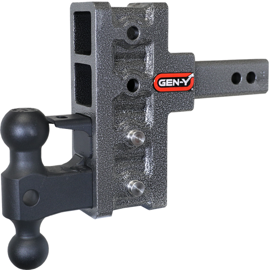 GEN-Y Hitch GH-224 Gen-Y Mega Duty 2in Shank 5in Offset Drop 2K TW 16K Hitch w/GH-051 Dual-Ball/GH-032 Pintle Lock