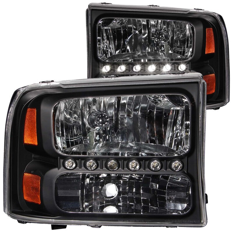 ANZO 111106 2000-2004 Ford Excursion Crystal Headlights Black w/ LED 1pc