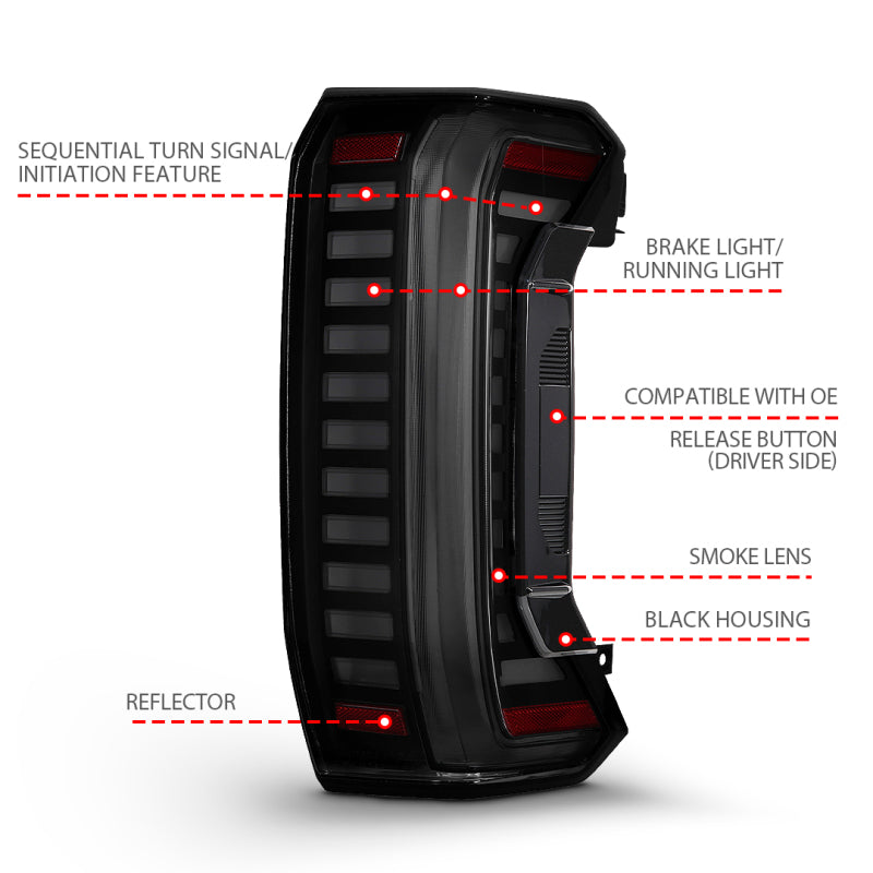 ANZO 311455X 22-24 Toyota Tundra Z-Series Full LED Tail Lights Smoke Lens Init/SeqSig- Pair