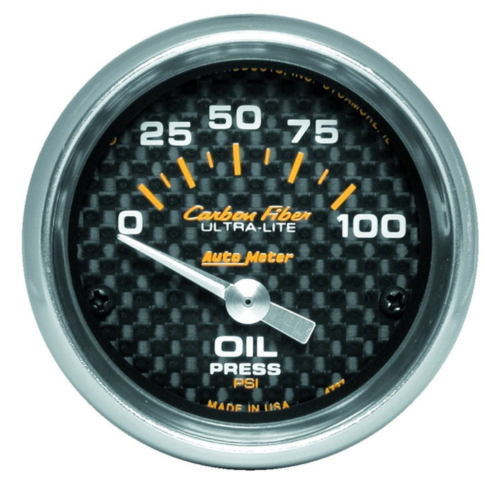 AutoMeter 4727 Autometer Carbon Fiber 52mm 100 PSI Electronic Oil Pressure Gauge