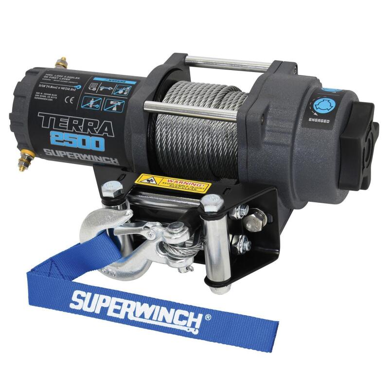 Superwinch 1125260 2500 LBS 12V DC 3/16in x 40ft Steel Rope Terra 2500 Winch - Gray Wrinkle