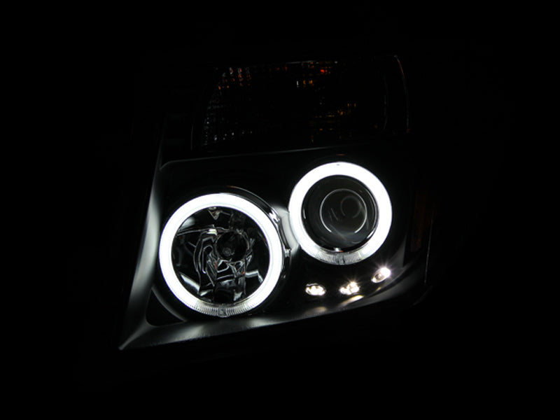 ANZO 111111 2005-2008 Nissan Frontier Projector Headlights w/ Halo Black