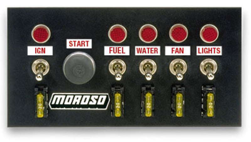 Moroso 74131 Toggle Switch Panel - Drag Race - 4in x 7.75in - Five On/Off Switches