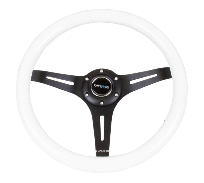 NRG ST-015BK-WT Classic Wood Grain Steering Wheel (350mm) White Paint Grip w/Black 3-Spoke Center