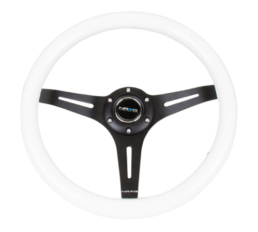 NRG ST-015BK-WT Classic Wood Grain Steering Wheel (350mm) White Paint Grip w/Black 3-Spoke Center