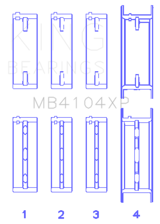 King Engine Bearings MB4104XPSTDX Nissan VG30DE/VG30DETT Performance Main Bearing Set - Size STDX