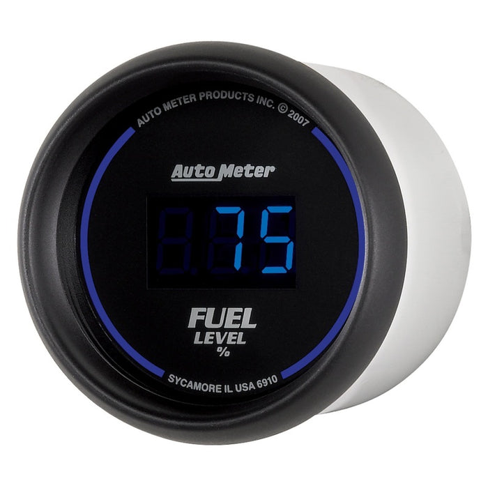 AutoMeter 6910 Autometer Cobalt Digital 52.4mm Black Programmable Empty-Full Range Fuel Level Gauge