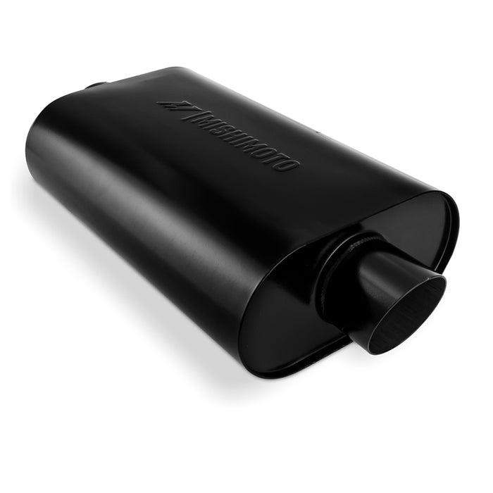Mishimoto MMEXH-MF-AT-3CCBK Muffler with 3in Center Inlet/Outlet - Angled Tip - Black