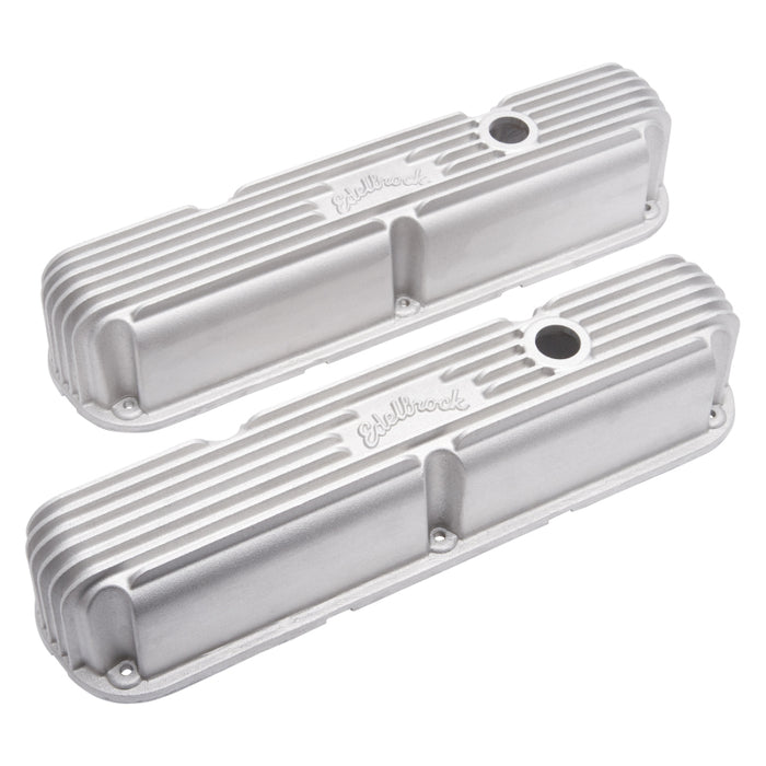 Edelbrock EDE41769 Valve Cover Kit Classic Finned SBM LA