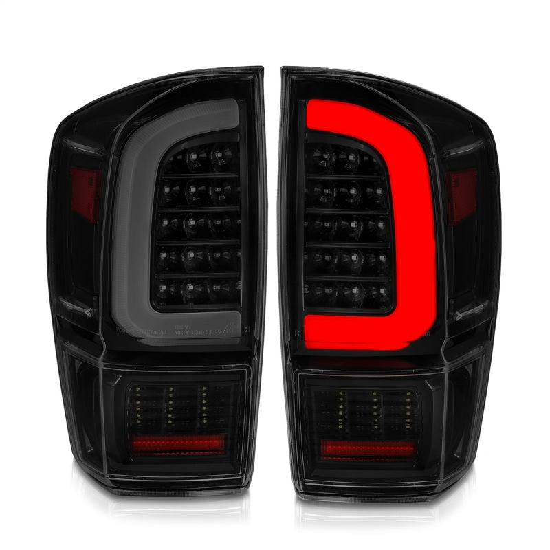 ANZO 311401 16-21 Toyota Tacoma LED Tail Lights - w/ Light Bar Sequential Black Housing & Smoke Lens