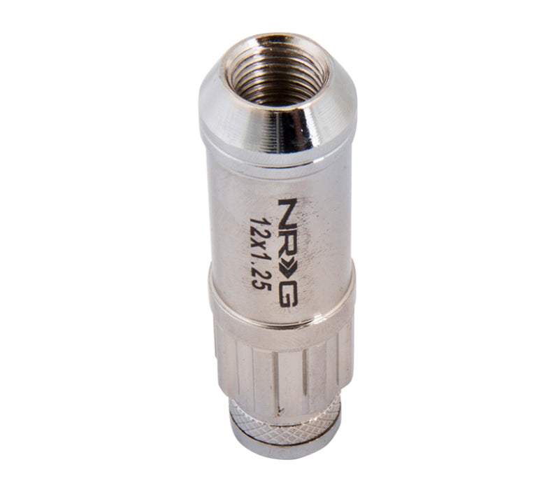 NRG LN-LS710SL-21 700 Series M12 X 1.25 Steel Lug Nut w/Dust Cap Cover Set 21 Pc w/Locks & Lock Socket - Silver