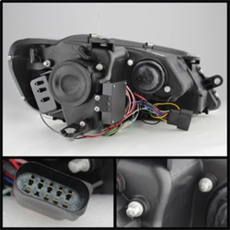 SPYDER 5073648 Spyder Volkswagen Jetta 11-14 Projector Headlights Halogen Light Tube DRL Blk PRO-YD-VJ11-LTDRL-BK