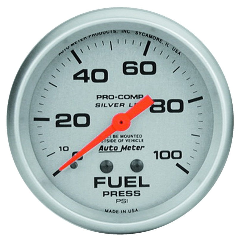 AutoMeter 4612 Autometer 66.7mm METRIC 0-100 PSI Fuel Pressure Liquid Filled Mechanical Silver Gauge