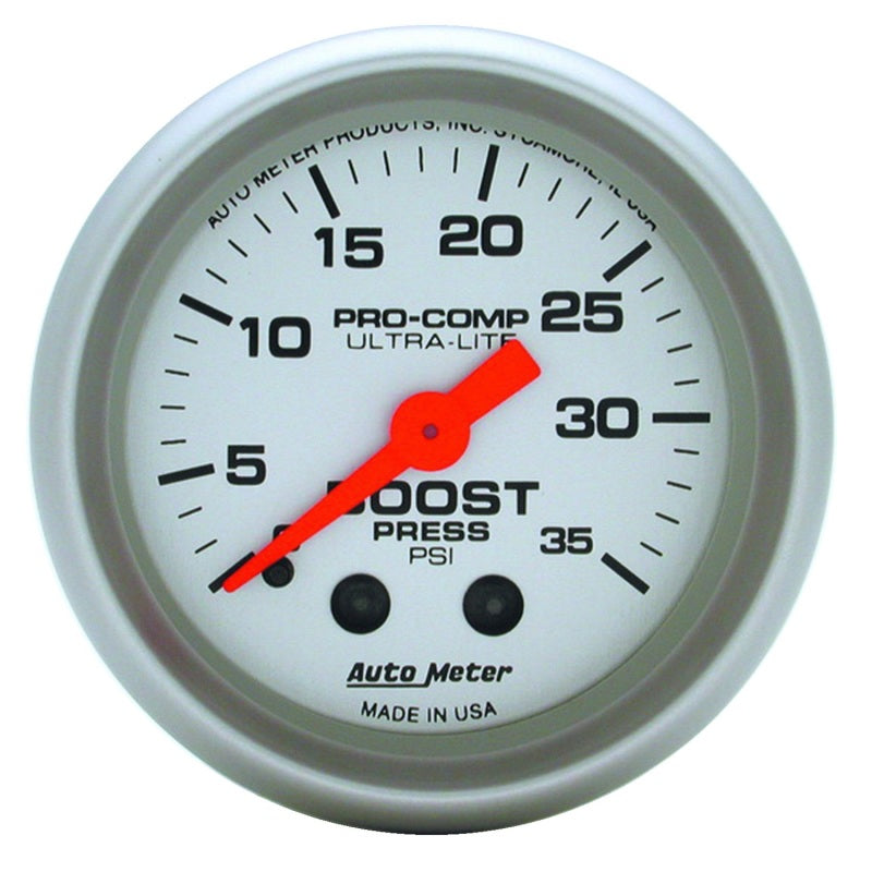 AutoMeter 4304 Autometer Ultra-Lite 52mm 35 PSI Mechanical Boost Gauge