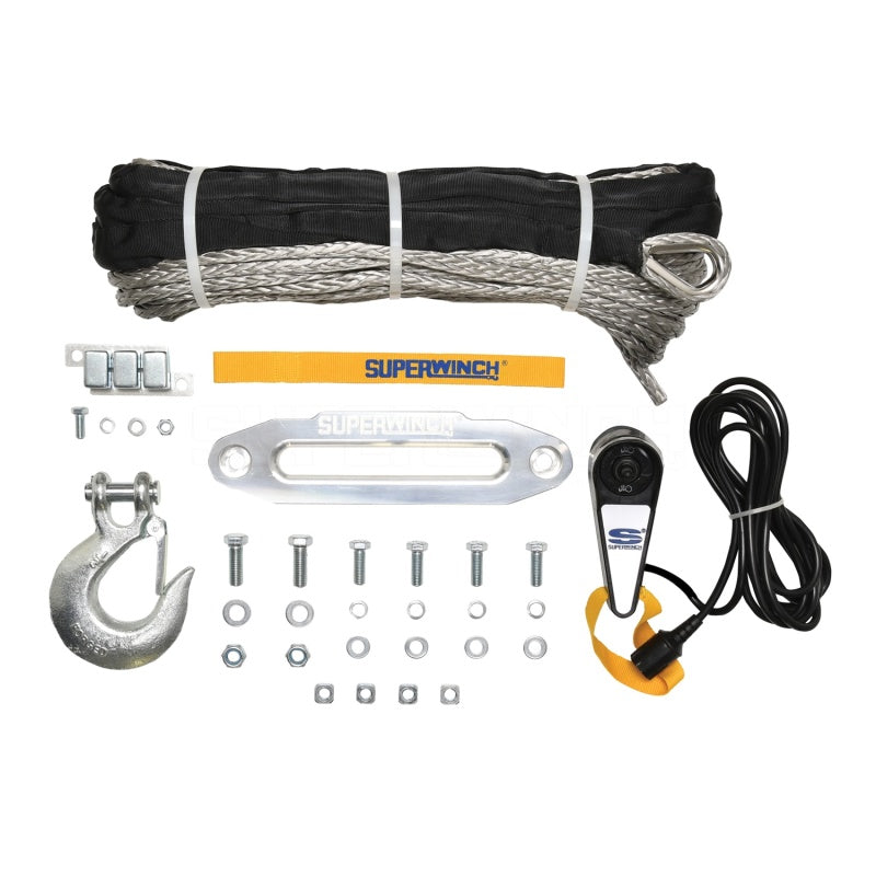 Superwinch 1595201 9500 LBS 12V DC 3/8in x 80ft Synthetic Rope Tiger Shark 9500 Winch