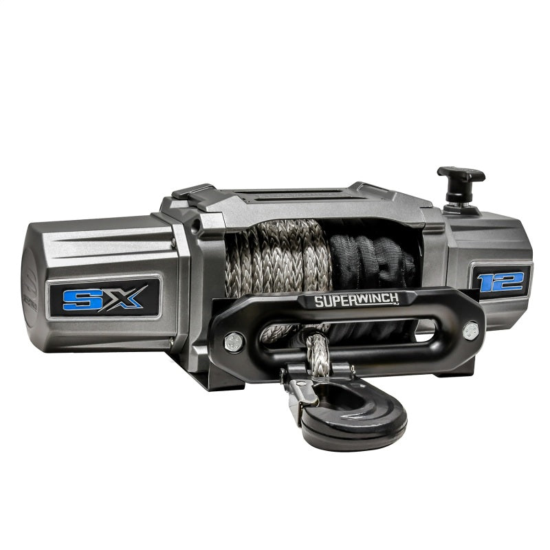 Superwinch 1712201 12000 LBS 12V DC 3/8in x 80ft Synthetic Rope SX 12000SR Winch - Graphite
