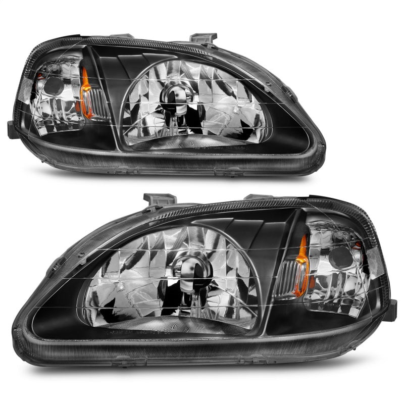 ANZO 121070 1999-2000 Honda Civic Crystal Headlights Black