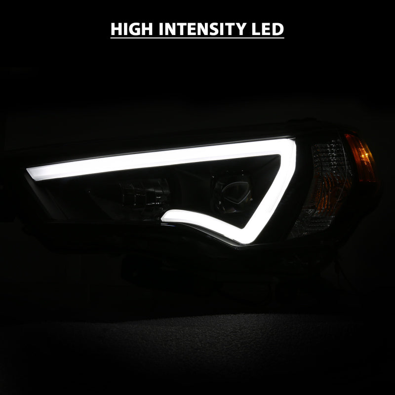 ANZO 111416 14-18 Toyota 4 Runner Plank Style Projector Headlights Black w/ Amber