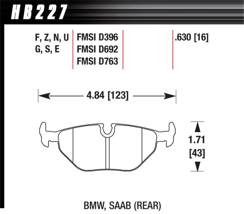 Hawk Performance HB227W.630 Hawk 92-98 BMW 318i DTC-30 Race Rear Brake Pads