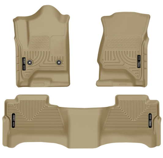 Husky Liners 98233 14 Chevrolet Silverado/GMC Sierra WeatherBeater Tan Front & 2nd Seat Floor Liners
