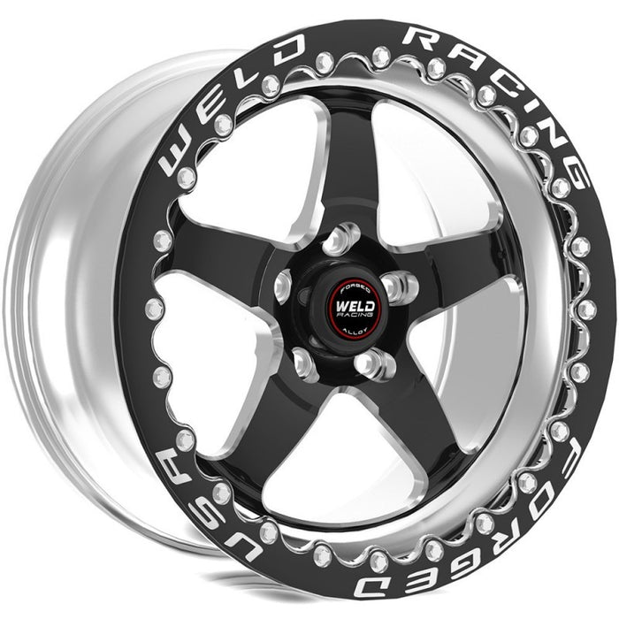 Weld 71MB510W65F S71 15x10 / 5X115 Conical Lug 6.5BS Black 3.18 ID Medium Pad SBL MT Black