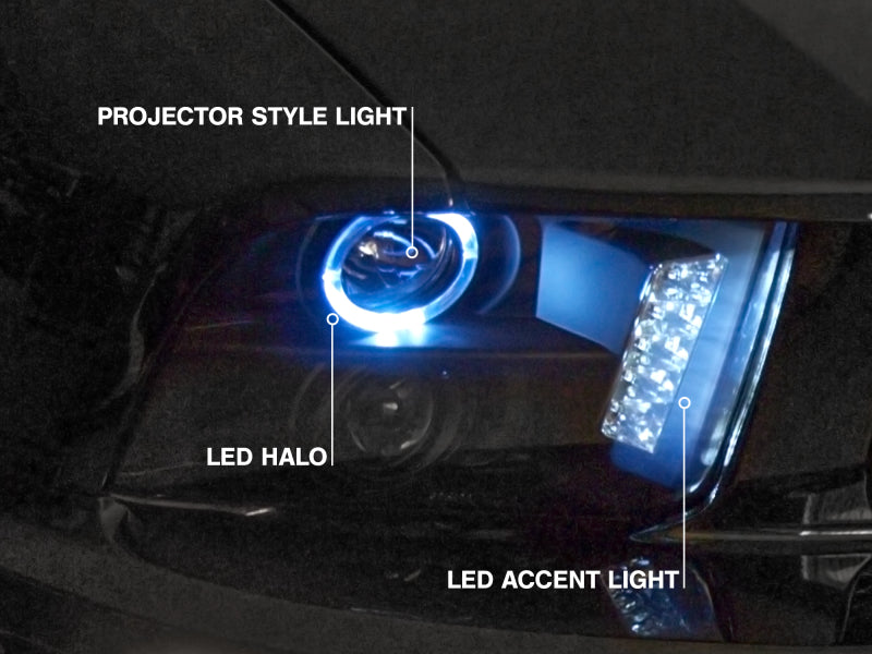 Raxiom 49128 05-09 Ford Mustang w/ Halogen LED Halo Prjctr Headlights-Blk Hsng(Smoked Lens Exclude GT500)
