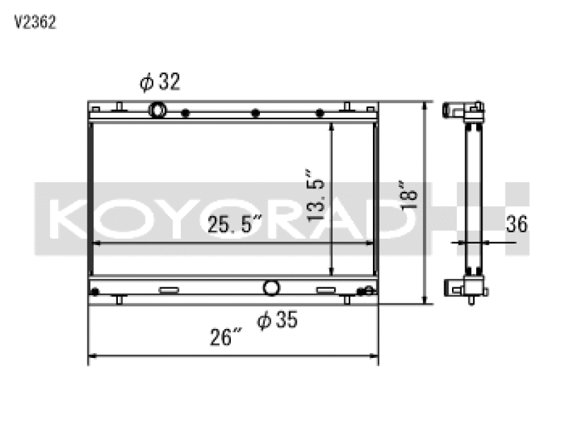 Koyo V2362 03-05 Dodge SRT-4 2.4L Turbo (MT) Radiator