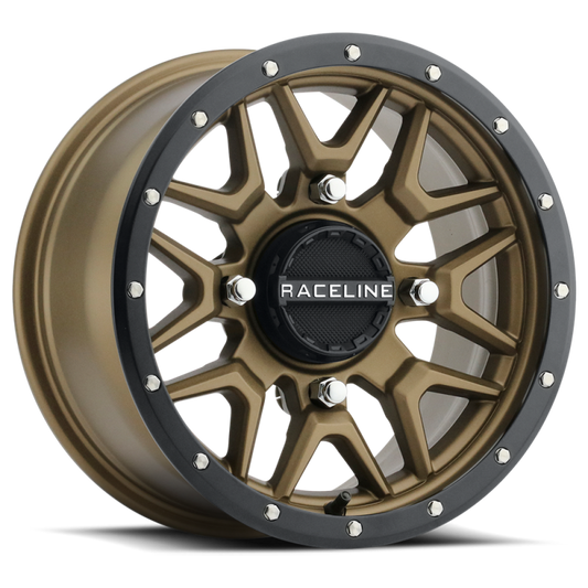 Raceline A94BZ-47037+38 A94BZ Krank 14x7in / 4x137 BP / 38mm Offset / 110.18mm Bore - Bronze & Black Lip Wheel