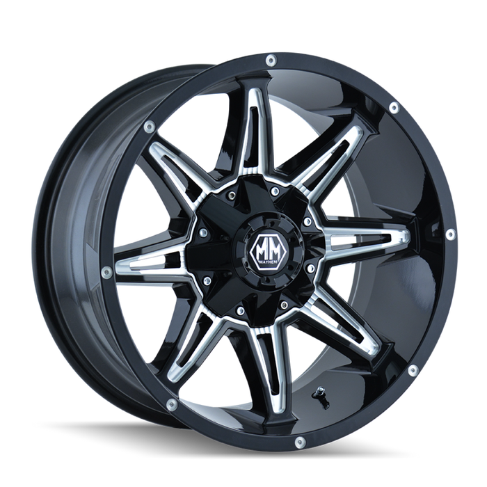 Mayhem 8090-2937M 8090 Rampage 20x9 / 6x135 BP / 0mm Offset / 106mm Hub Black w/ Milled Spokes Wheel
