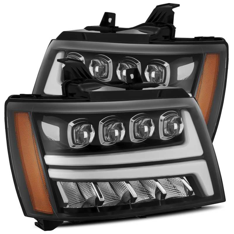 AlphaRex 880287 07-13 Chevy Avalanche NOVA LED Proj Headlights Plank Style Gloss Black w/Activ Light/DRL