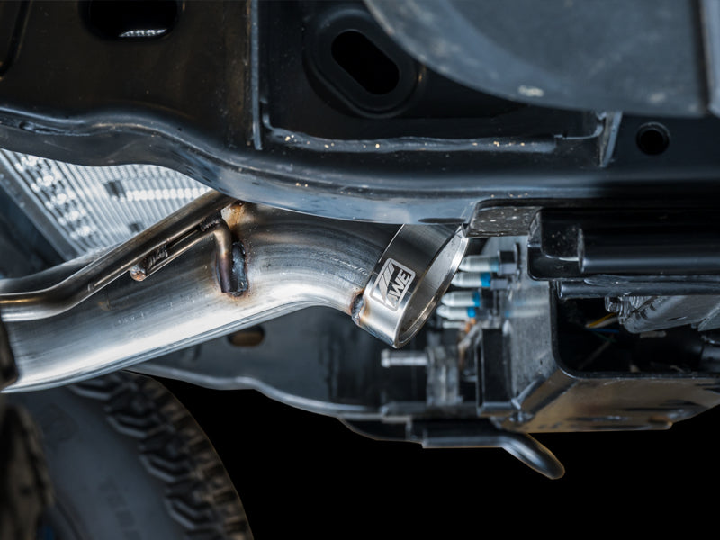 AWE Tuning 3015-33456 2021+ Ford Bronco 0FG Dual Rear Exit Exhaust w/Diamond Black Tips & Bash Guard