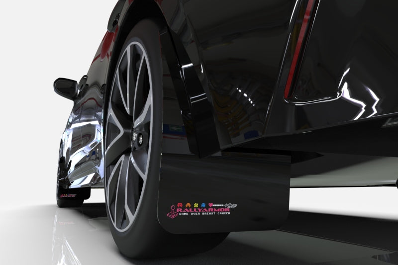 Rally Armor MF32-BCE22-BLK/PK 15-21 Subaru STI & WRX Sedan Black Mud Flap BCE Logo