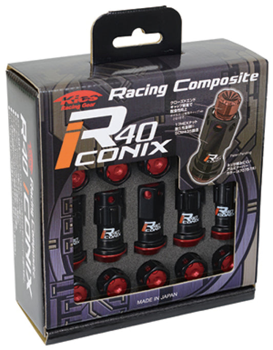 Project Kics WRIA14KR 16+4 Locks Black R40 Iconix w/ Plastic Cap (Red) - 14x1.50