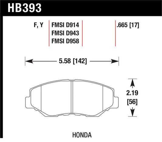 Hawk Performance HB393F.665 Hawk Acura/Honda HPS Street Front Brake Pads