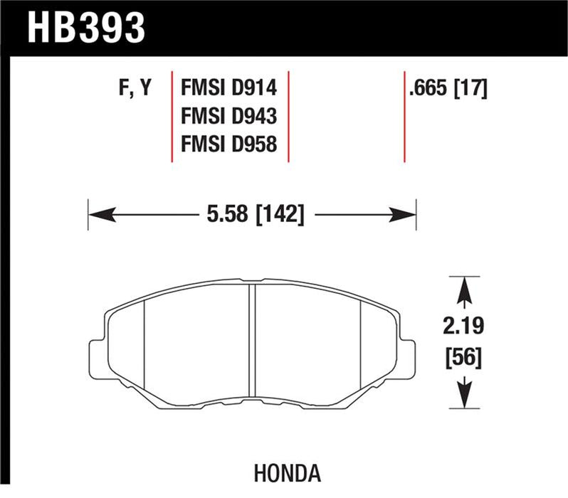 Hawk Performance HB393F.665 Hawk Acura/Honda HPS Street Front Brake Pads